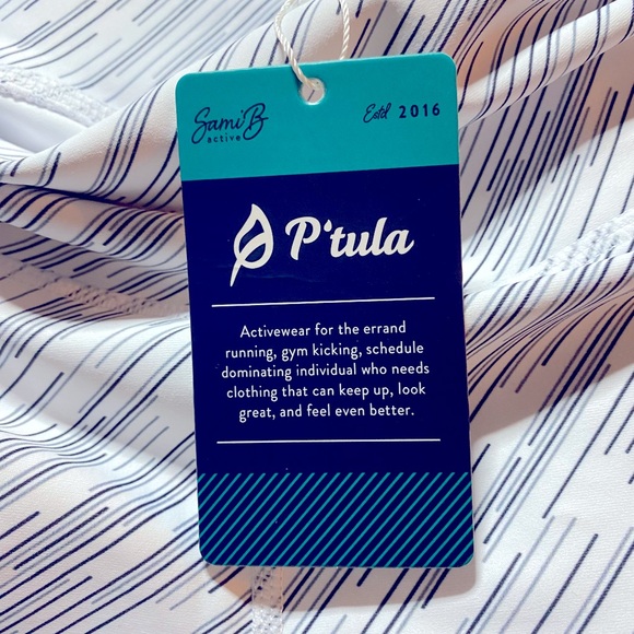 NWT P'tula Desa’ree White With Black Detail Leggings Size M - Picture 7 of 7